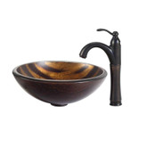 Bastet Glass Vessel Sink and Riviera Faucet Oil Rubbed Bronze