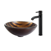 Bastet Glass Vessel Sink and Ramus Faucet Oil Rubbed Bronze