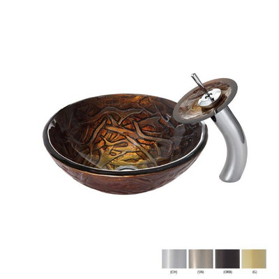 Dryad Glass Vessel Sink and Waterfall Faucet Chrome