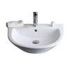 Wall Mount Semi-oval White Ceramic Vessel with Single Hole