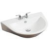 Wall Mount Semi-oval White Ceramic Vessel with 4 Inch o.c. Faucet Drilling