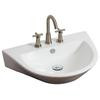 Wall Mount Semi-oval White Ceramic Vessel with 8 Inch o.c. Faucet Drilling
