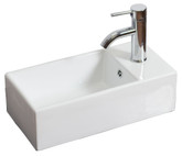 Small Rectangle White Bar Sink with Single Hole and An Overflow