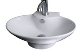 Above Counter Oval White Ceramic Vessel for Single Hole Faucet Installation