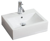 20.5 In. W X 16 In. D Wall Mount Rectangle Vessel In White Color For Single Hole Faucet - Chrome