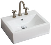 20 In. W X 18 In. D Wall Mount Rectangle Vessel In White Color For 8 In. O.C. Faucet - Chrome