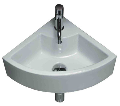 19 In. W X 19 In. D Wall Mount Round Vessel In White Color For Single Hole Faucet - Chrome