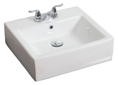 20 In. W X 18 In. D Above Counter Rectangle Vessel In White Color For 4 In. O.C. Faucet - Chrome