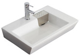26 In. W X 18 In. D Wall Mount Rectangle Vessel In White Color For Single Hole Faucet - Chrome