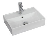 20 In. W X 14 In. D Above Counter Rectangle Vessel In White Color For Single Hole Faucet - Chrome