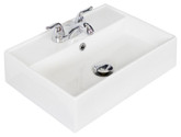 20 In. W X 14 In. D Above Counter Rectangle Vessel In White Color For 4 In. O.C. Faucet - Brushed Nickel