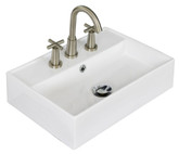 20 In. W X 14 In. D Above Counter Rectangle Vessel In White Color For 8 In. O.C. Faucet - Brushed Nickel