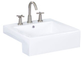 20 In. W X 20 In. D Semi-Recessed Rectangle Vessel In White Color For 8 In. O.C. Faucet - Chrome