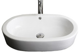 25 In. W X 15 In. D Semi-Recessed Oval Vessel In White Color For Deck/Wall Mount Faucet - Chrome