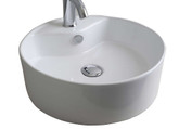 18 In. W X 18 In. D Above Counter Round Vessel In White Color For Single Hole Faucet - Chrome