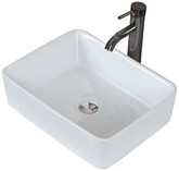19 In. W X 14 In. D Above Counter Rectangle Vessel In White Color For Deck/Wall Mount Faucet - Chrome