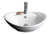 23 In. W X 15 In. D Above Counter Oval Vessel In White Color For Single Hole Faucet - Brushed Nickel