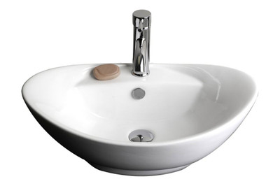 23 In. W X 15 In. D Above Counter Oval Vessel In White Color For Single Hole Faucet - Brushed Nickel