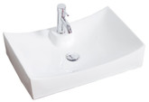 27 In. W X 18 In. D Above Counter Rectangle Vessel In White Color For Single Hole Faucet - Brushed Nickel