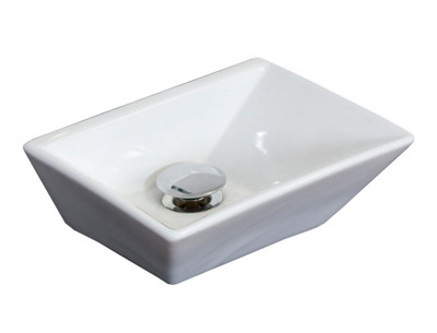 12 In. W X 9 In. D Above Counter Rectangle Vessel In White Color For Deck/Wall Mount Faucet - Brushed Nickel