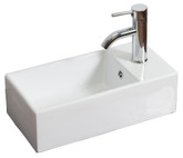 18 In. W X 10 In. D Above Counter Rectangle Vessel In White Color For Single Hole Faucet - Chrome