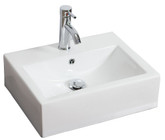 20.5 In. W X 16 In. D Above Counter Rectangle Vessel In White Color For Single Hole Faucet - Chrome