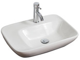 23 In. W X 17 In. D Above Counter Rectangle Vessel In White Color For Single Hole Faucet - Brushed Nickel