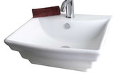 20 In. W X 18 In. D Above Counter Rectangle Vessel In White Color For Single Hole Faucet - Chrome