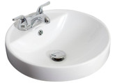 18.5 In. W X 18.5 In. D Drop In Round Vessel In White Color For 4 In. O.C. Faucet - Brushed Nickel