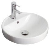 18.5 In. W X 18.5 In. D Drop In Round Vessel In White Color For Single Hole Faucet - Brushed Nickel