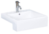20 In. W x 20 In. D Semi-Recessed Rectangle Vessel in White Color for Single Hole Faucet - Chrome