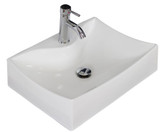 21.5 In. W x 16 In. D Above Counter Rectangle Vessel in White Color for Single Hole Faucet - Chrome