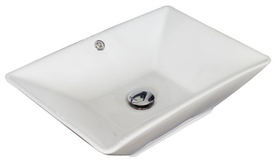 21.5 In. W x 15 In. D Above Counter Rectangle Vessel in White Color for Deck/Wall Mount Faucet - Chrome