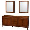Hatton 78.5 In. Vanity with Mirror Medicine Cabinet in Light Chestnut