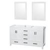 Sheffield 59 In. Double Vanity Cabinet with 24 In. Mirrors in White