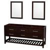 Natalie 72 In. Double Vanity in Espresso and No Top and No sinks and 24 In. Mirrors