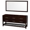 Natalie 72 In. Double Vanity in Espresso and No Top and No sinks and 70 In. Mirror