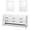 Natalie 72 In. Double Vanity in White and No Top and No sinks and 24 In. Mirrors