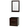 Centra 24 In. Single Vanity in Espresso and No Top and No Sink and 24 In. Mirror