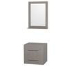 Centra 24 In. Single Vanity in Gray Oak and No Top and No Sink and 24 In. Mirror