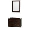 Centra 36 In. Single Vanity in Espresso and No Top and No Sink and 24 In. Mirror