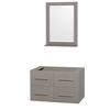 Centra 36 In. Single Vanity in Gray Oak and No Top and No Sink and 24 In. Mirror