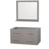 Centra 42 In. Single Vanity in Gray Oak and No Top and No Sink and 36 In. Mirror