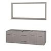 Centra 72 In. Double Vanity in Gray Oak and No Top and No Sinks and 70 In. Mirror