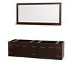 Centra 80 In. Double Vanity in Espresso and No Top and No Sinks and 70 In. Mirror