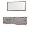 Centra 80 In. Double Vanity in Gray Oak and No Top and No Sinks and 70 In. Mirror