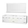 Centra 80 In. Double Vanity in White and No Top and No Sinks and 70 In. Mirror