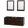 Centra 60 In. Double Vanity in Espresso and No Top and No Sinks and 24 In. Mirrors