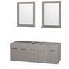 Centra 60 In. Double Vanity in Gray Oak and No Top and No Sinks and 24 In. Mirrors