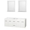 Centra 60 In. Double Vanity in White and No Top and No Sinks and 24 In. Mirrors